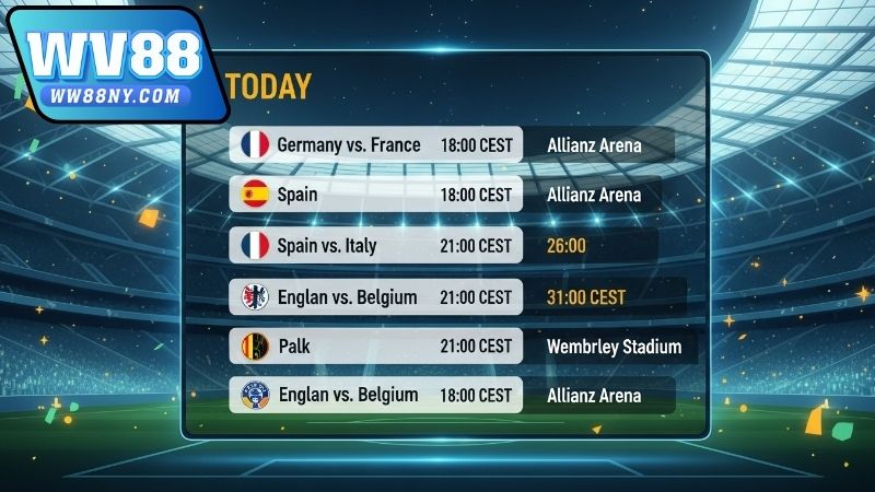 Lịch thi đấu Euro hôm nay – Cập nhật nhanh từng trận 5 Lịch thi đấu Euro hôm nay chi tiết