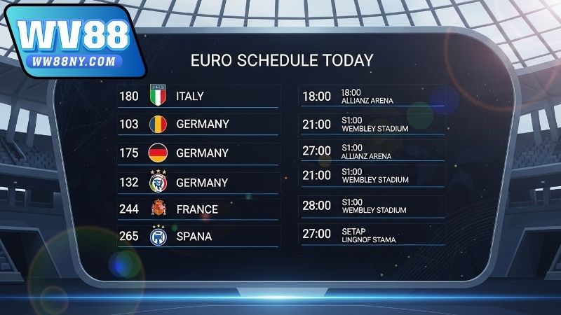 Lịch thi đấu Euro hôm nay – Cập nhật nhanh từng trận 6 Điểm nhấn từ lịch thi đấu Euro hôm nay