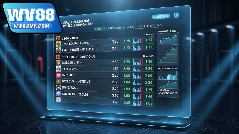 Tổng hợp bảng kèo Esports theo các giải đấu lớn tại WW88